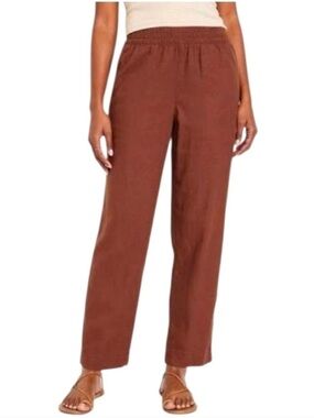 Old Navy High waisted Straight-Leg Linen-Blend Pants in rustic brown